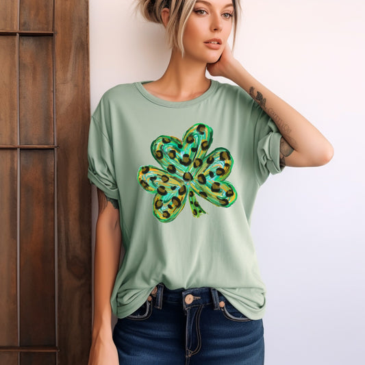 Leopard Shamrock Tee
